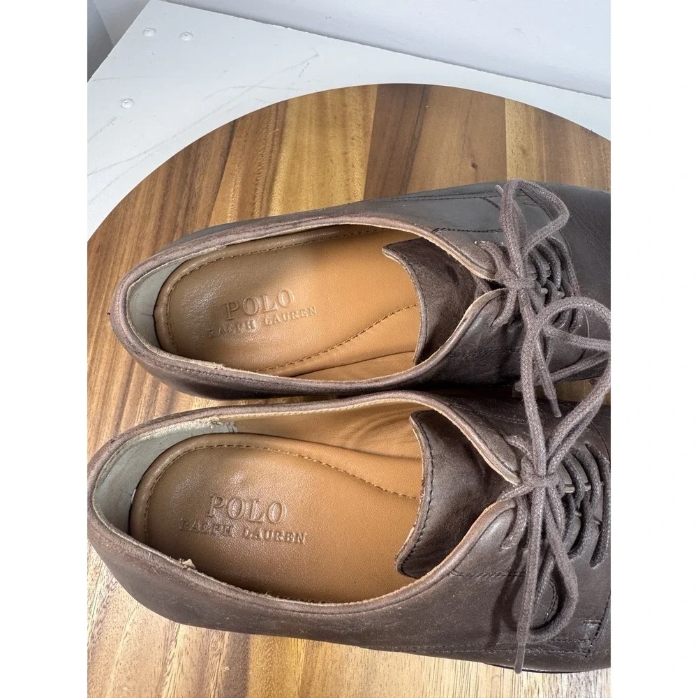 Polo Ralph Lauren Mollington Brown Leather Lace Up Shoes‎ Mens Size 11.5